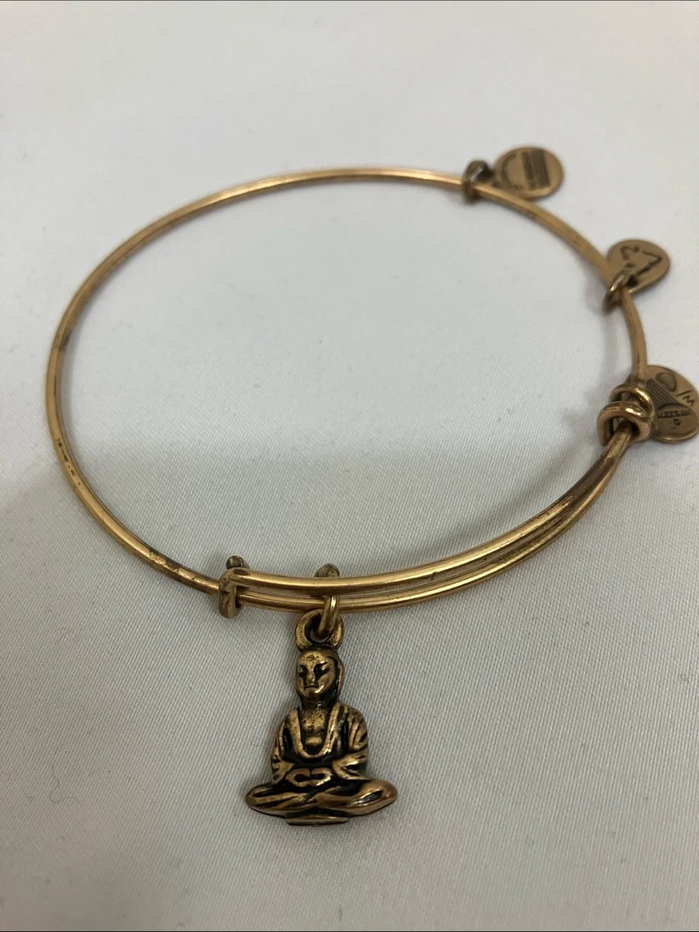 Alex and Ani Gold Tone Buddha Charm Expandable Bangle Bracelet